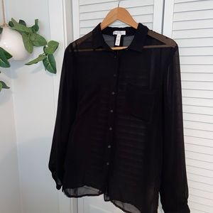 Black see-through button up
